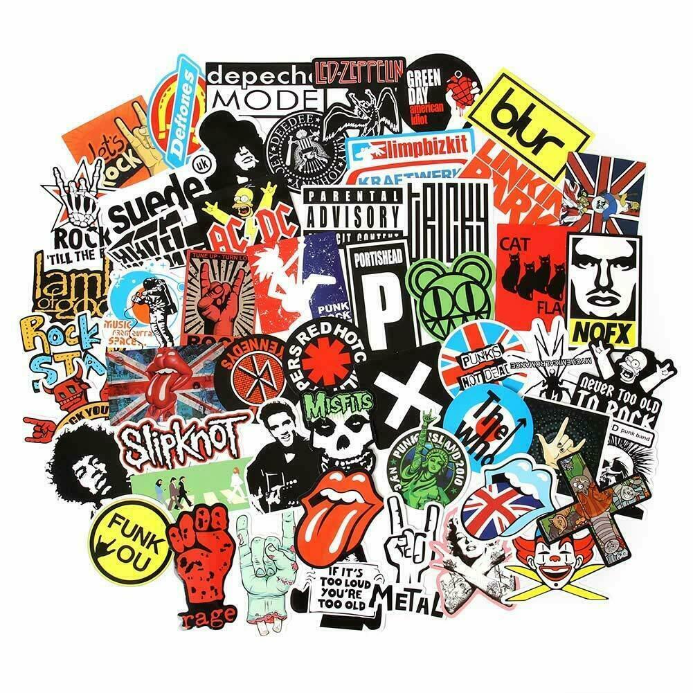 USA saler 100PCS Rock band sticker Rock and Roll Music Sticker Vinyl Waterproof