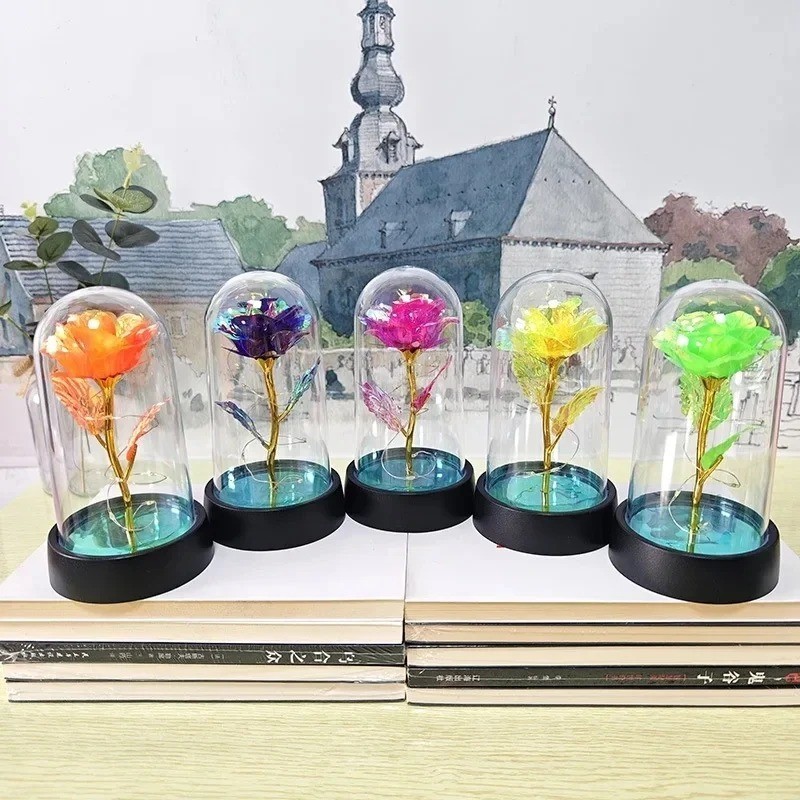 Eternal Forever Galaxy Rose Flower In Glass Dome LED Light Romantic Gift for Her