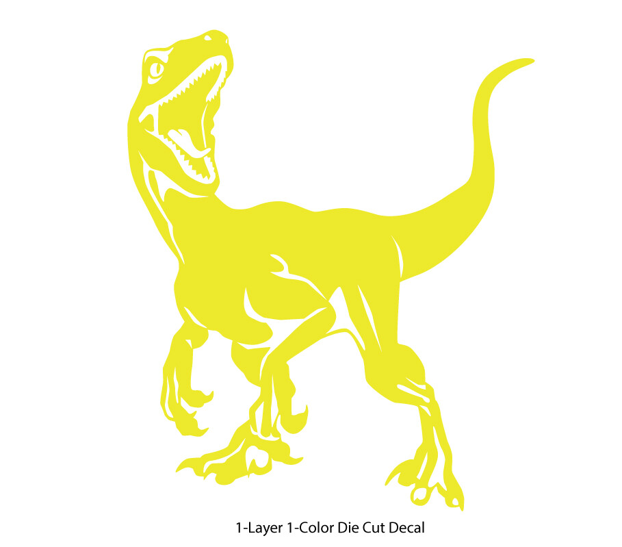 Dinosaur – Roaring Velociraptor #2 – Jurassic Period – 4-21″ wide – DieCut Decal