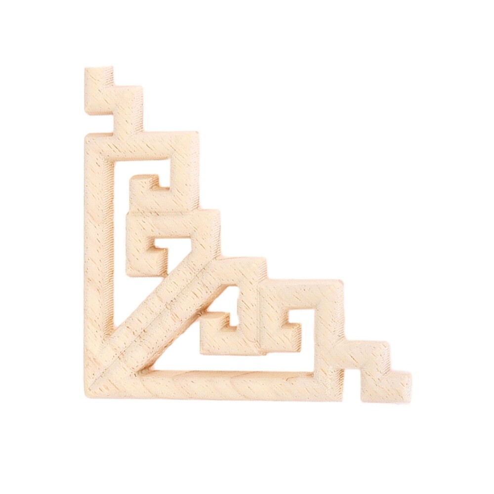 Wood Carved Appliques Onlays Unpainted Corner Wooden Carving Furniture Decal 8CM