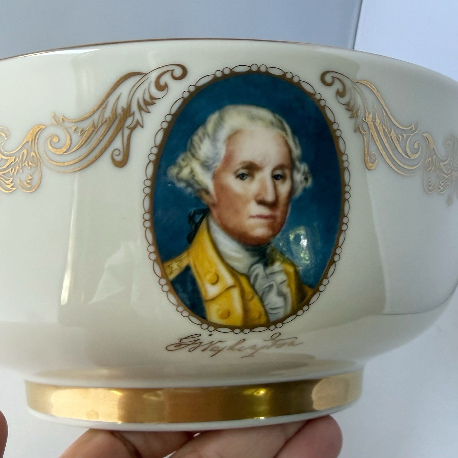 Vintage Lenox United States Patriots Portraits Gilt Rim Decorative Bowl