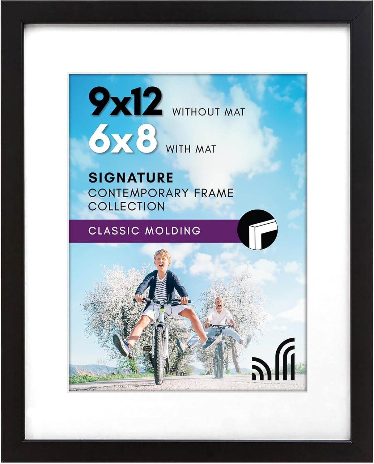 9X12 Picture Frame with Shatter-Resistant Glass – Use as 6X8 Frame with Mat or D