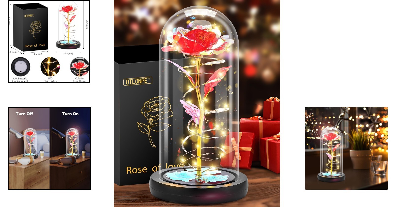Romantic Light-Up Rose Under Glass Dome – Unforgettable Gift for All Occasions
