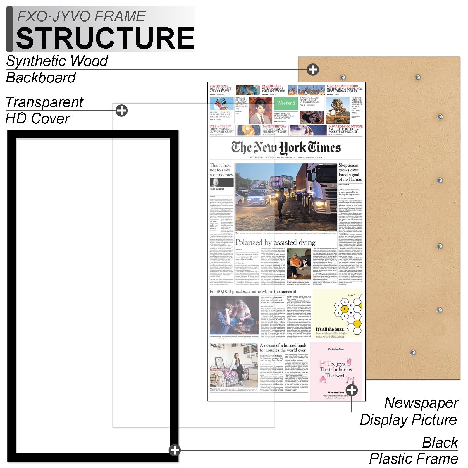 11×22 Newspaper Frame Display 11 x 22 Inch Newspaper Front Page for Wall Li