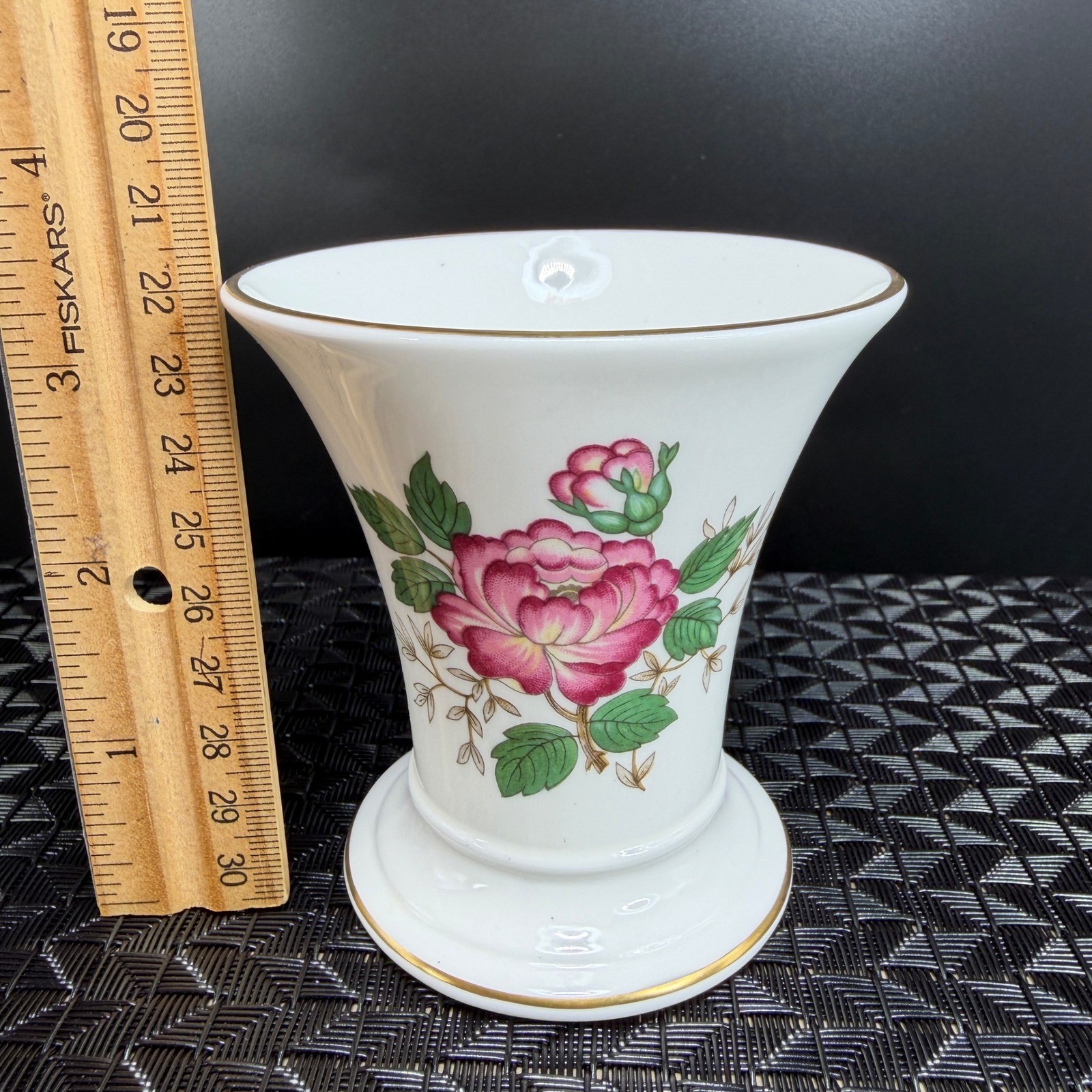 Wedgwood Charnwood Bone China Vase Butterfly Floral Gold Trim Made in England