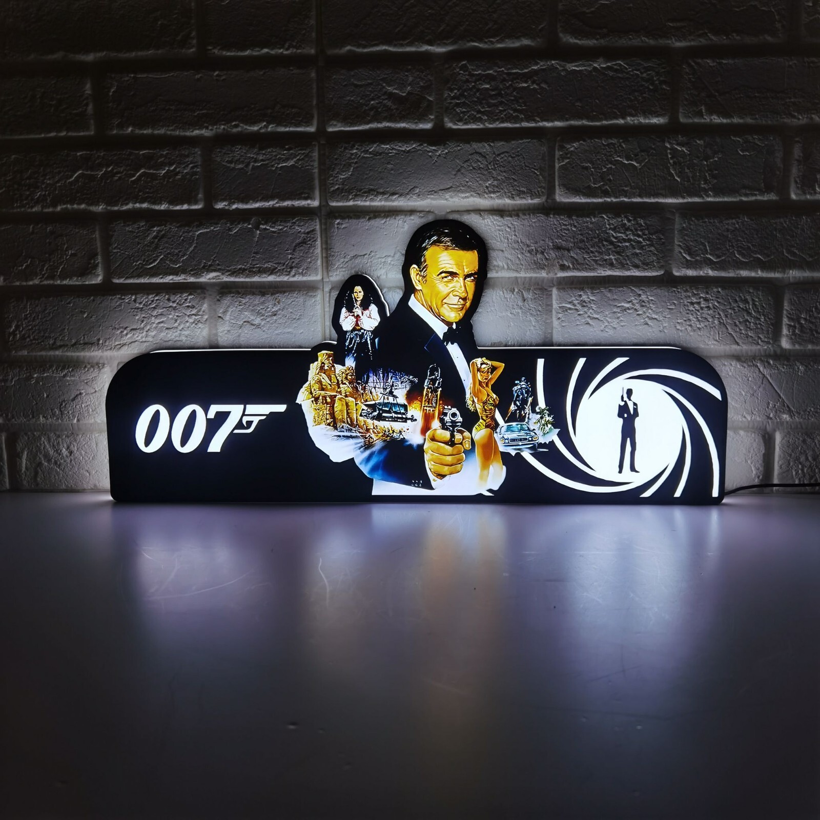 Rare 007 James Bond Pinball Topper Light Box LED Pinball Arcade Decor