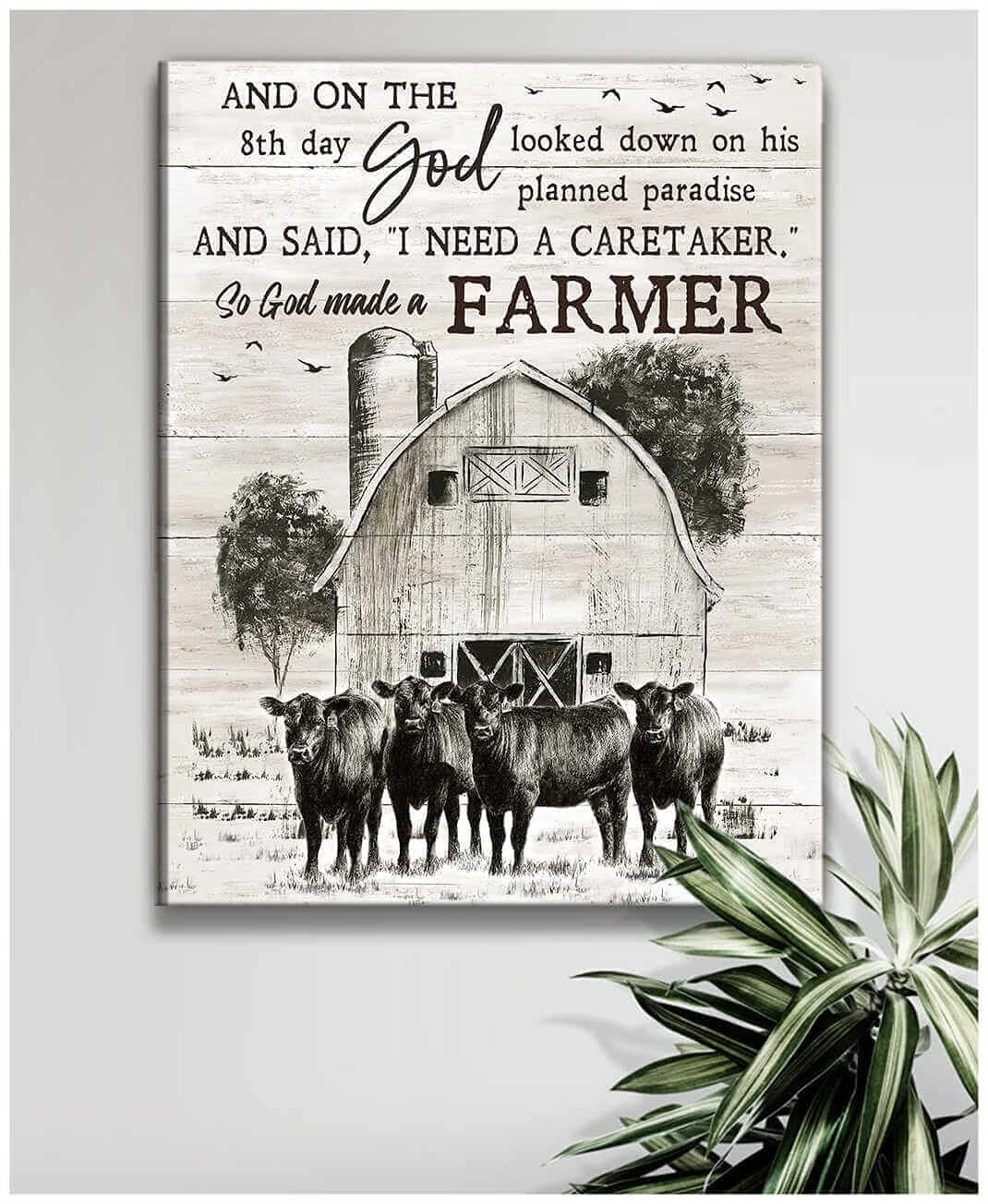 Retro Vintage Metal Tin Sign Farmhouse Angus Cow So God 12×8 in, as picture05