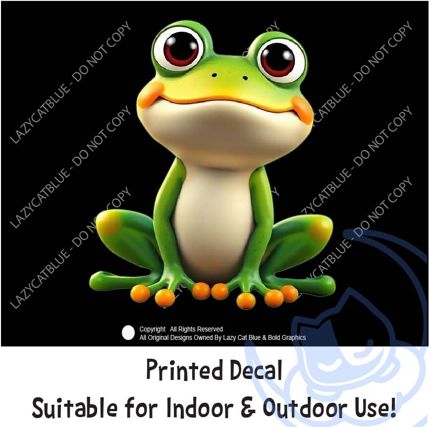 Cute Frog Decal Sticker Big Eyes Reptile Amphibian Love Frogs Smile Nature Life