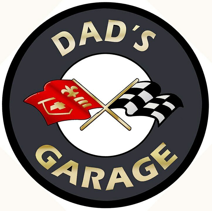 Dad’s Garage Corvette Logo Metal Sign 14″ Round