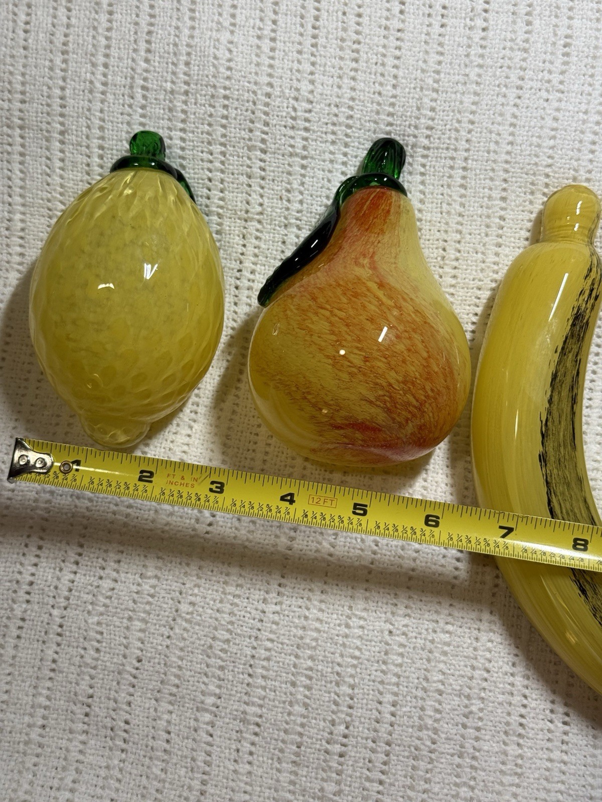 VTG Italian Glass Fruit 5 Pieces Apple Plum Banana Pear Lemon *READ