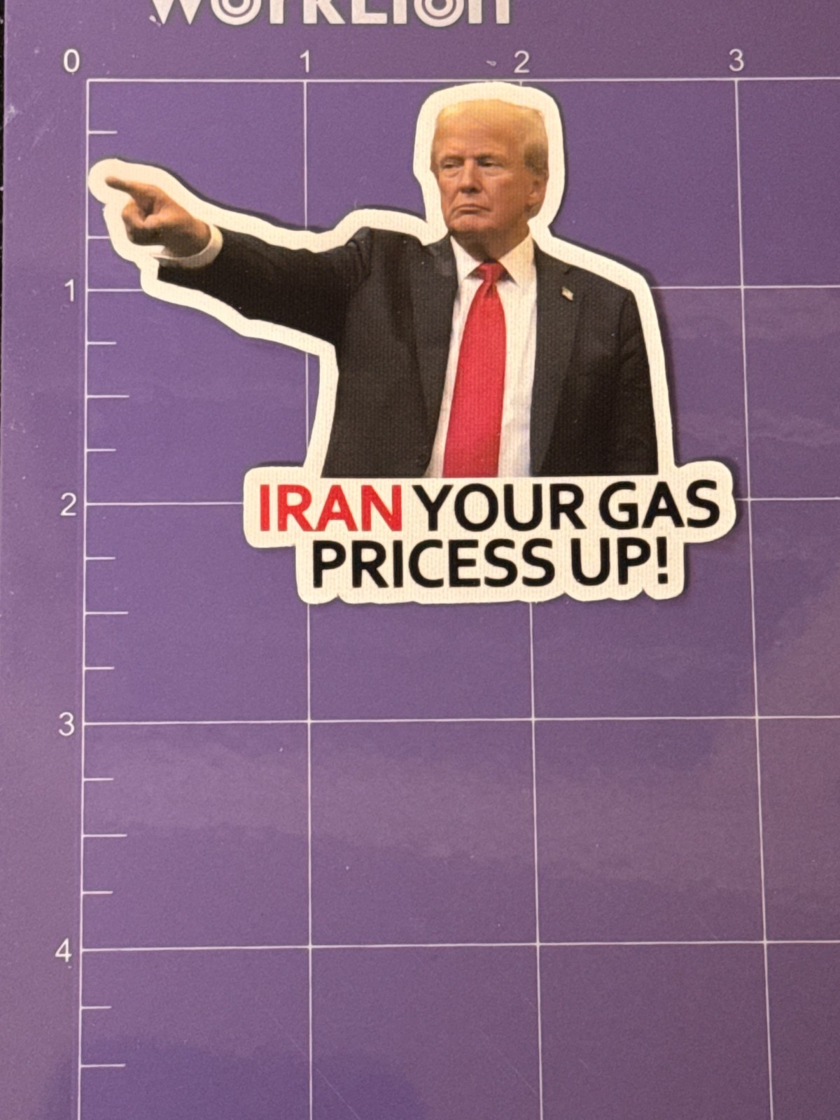 Trump “IRAN YOUR GAS PRICE UP” Sticker – Decal Car Gas Station Pump