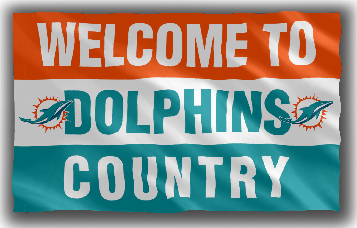 Miami Football Team Memorable Flag 90x150cm 3x5ft Dolphins Welcome Best Banner