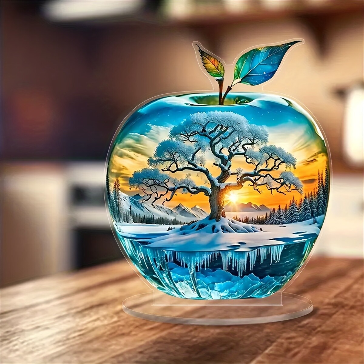 Boho Sunset Apple Tree Acrylic Desktop Decoration 2D Flat Inspiration Theme