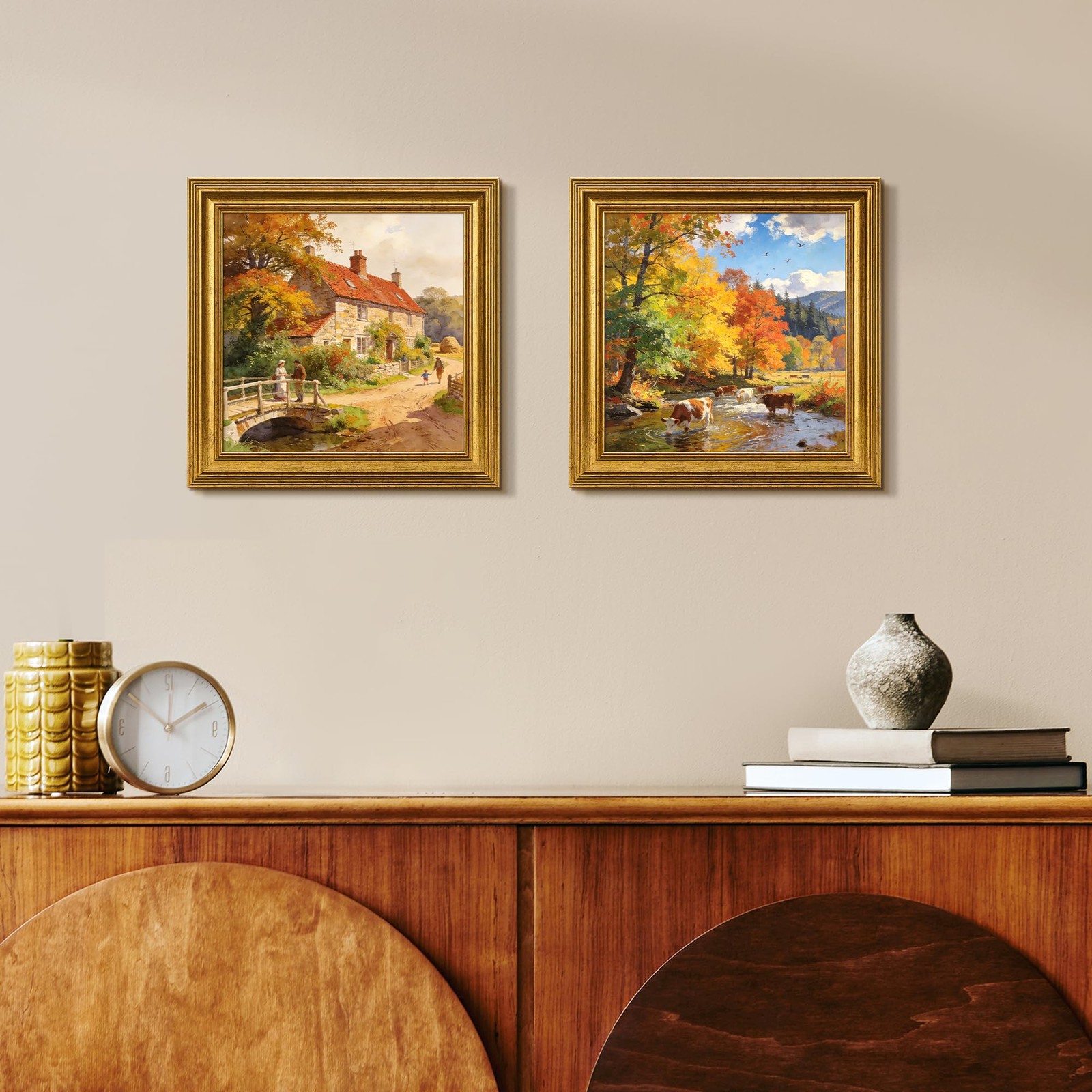 Vintage 8×8 Picture Frames, Antique Gold Frames Display 4×4 with Mat or 8 x 8…