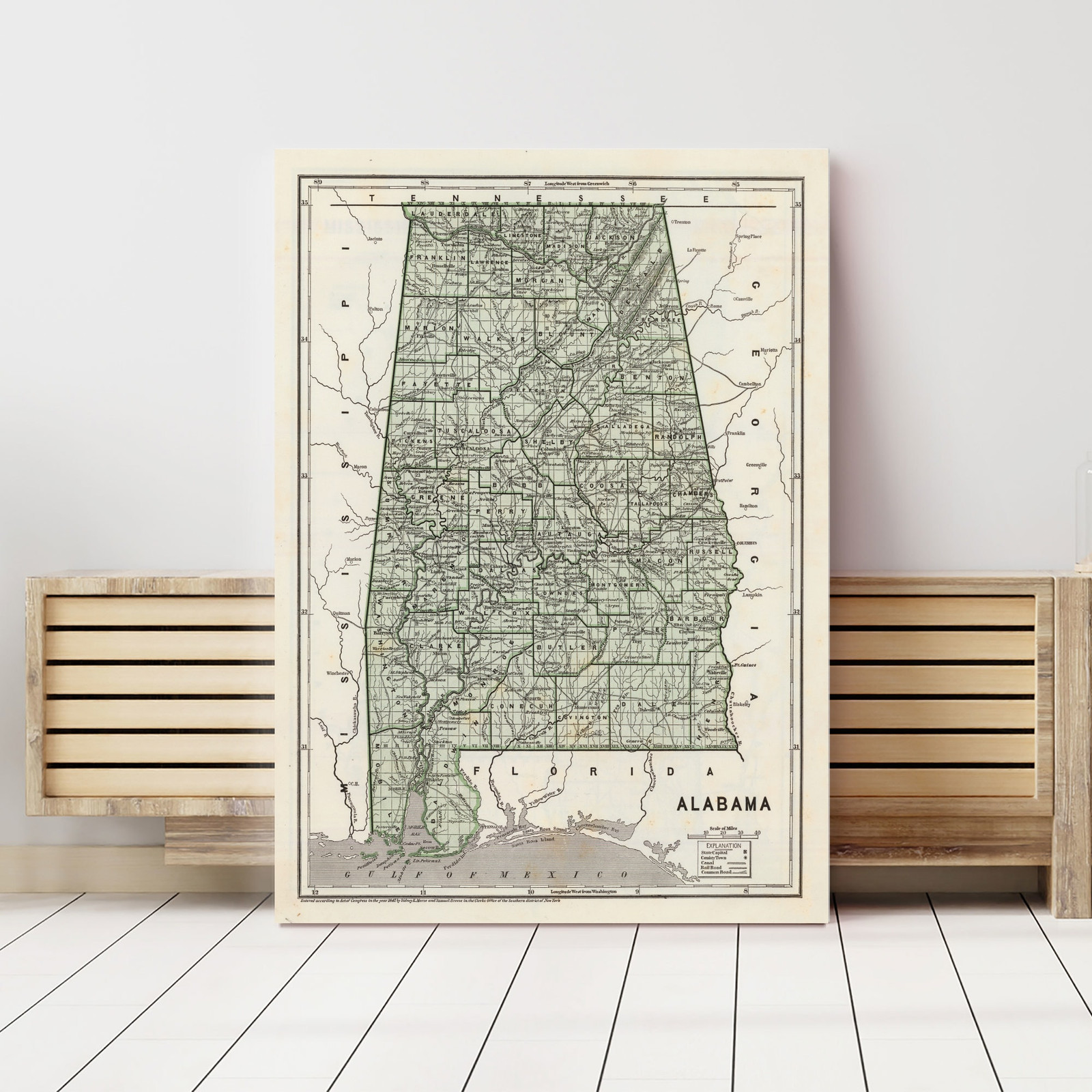 Old Map of Alabama 1842 – Vintage Alabama Art