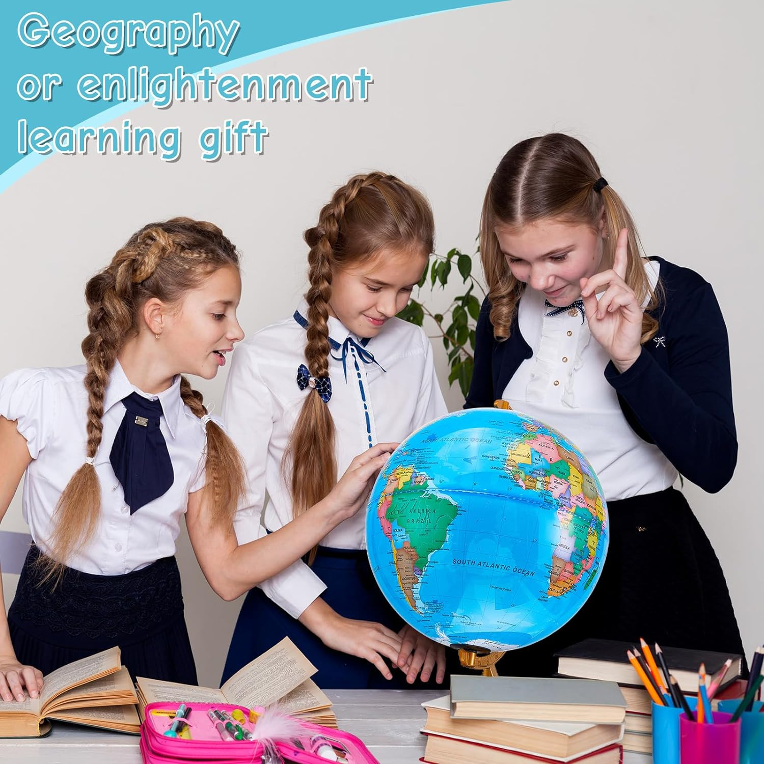 13” Illuminated World Globe for Adults 720°/360° Rotation Rewritable Kids Light