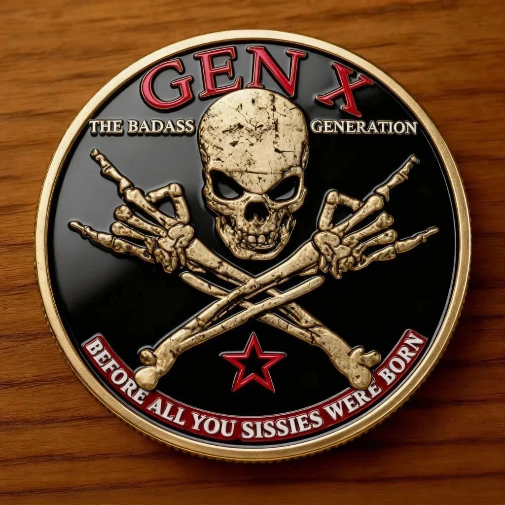 Gen X Skull Vintage Commemorative Challenge Coin