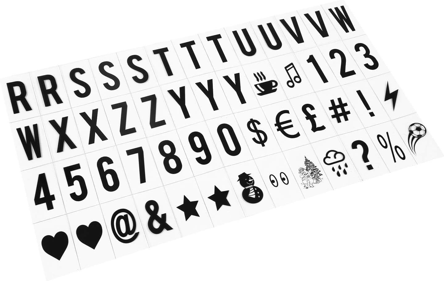 A Set 104Pcs Black Cinematic Lightbox Letters and Numbers Signs for A4 Light up