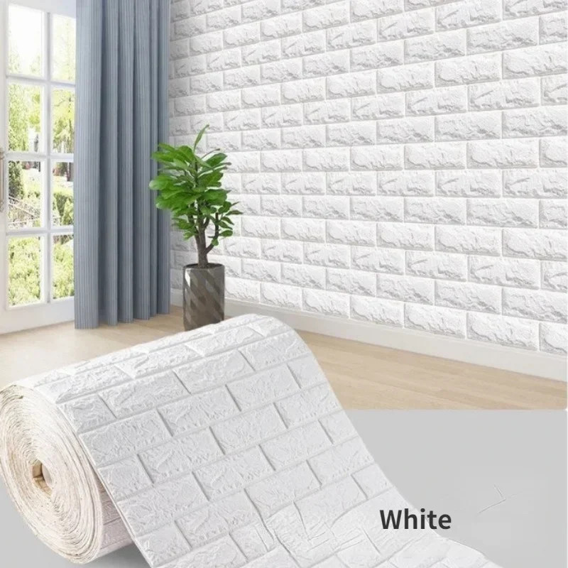 3D Soft Foam Brick Wallpaper Roll Self Adhesive Waterproof Wall Stickers 70x200c