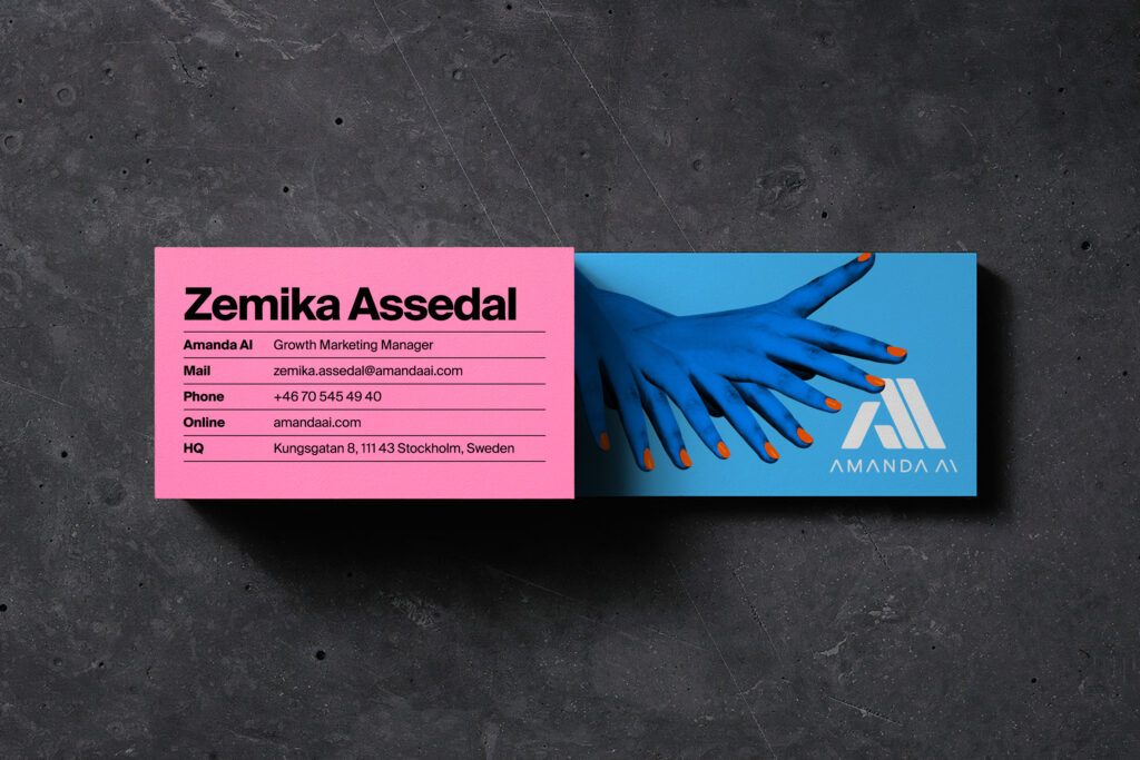 visitkort till AmandaAI framtaget av Haus